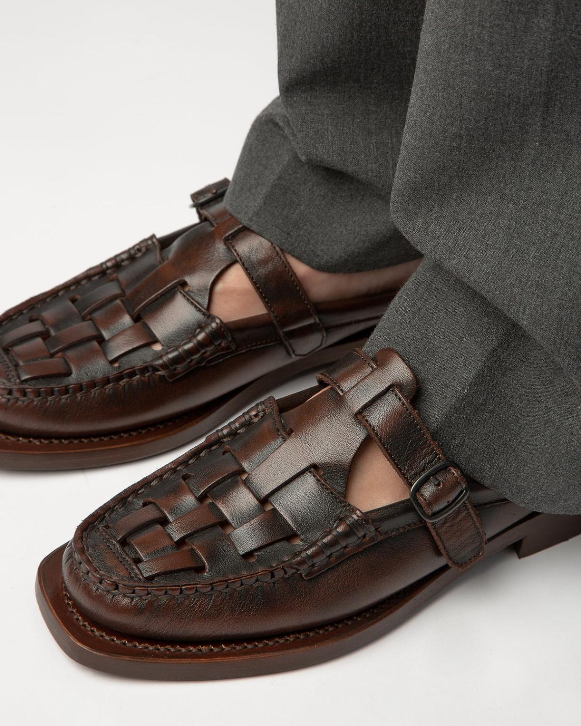 Hereu Loafers | BONELL DUOTONE - Woven T-bar Mule Loafer - Women