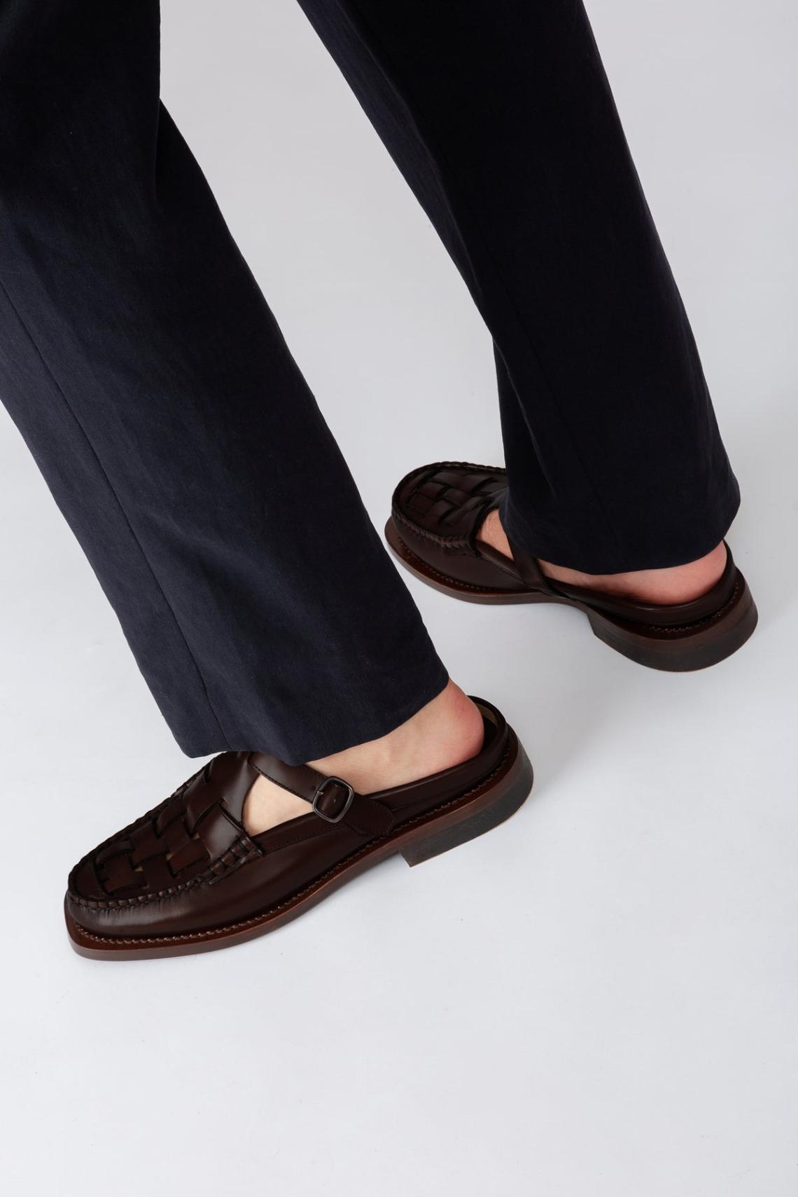 Hereu Loafers | BONELL - Woven T-bar Mule Loafer - Men