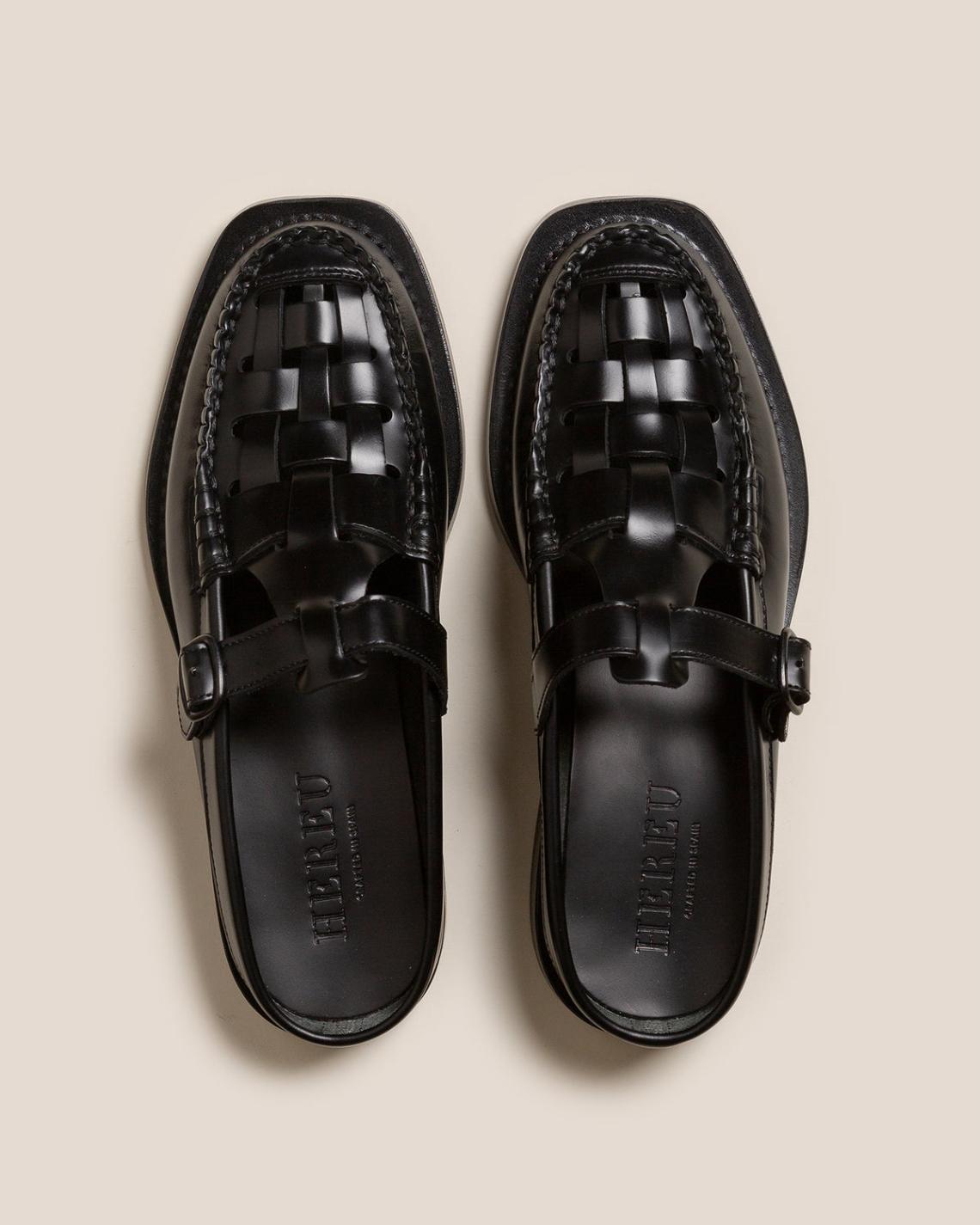 Hereu Loafers | BONELL - Woven T-bar Mule Loafer - Women