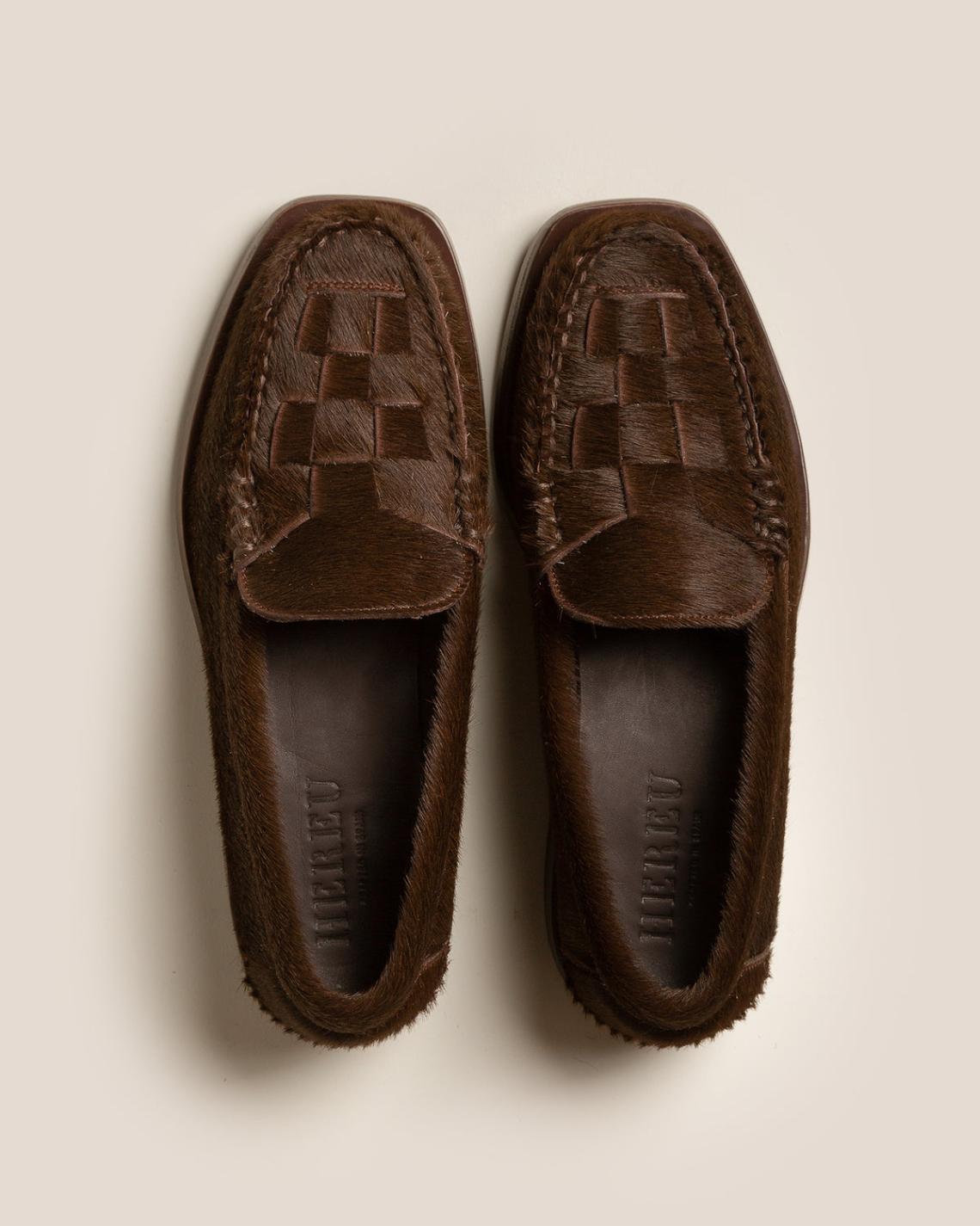 Hereu Loafers | NOMBELA CALF HAIR - Interwoven Detail Slip-on Loafer - Women