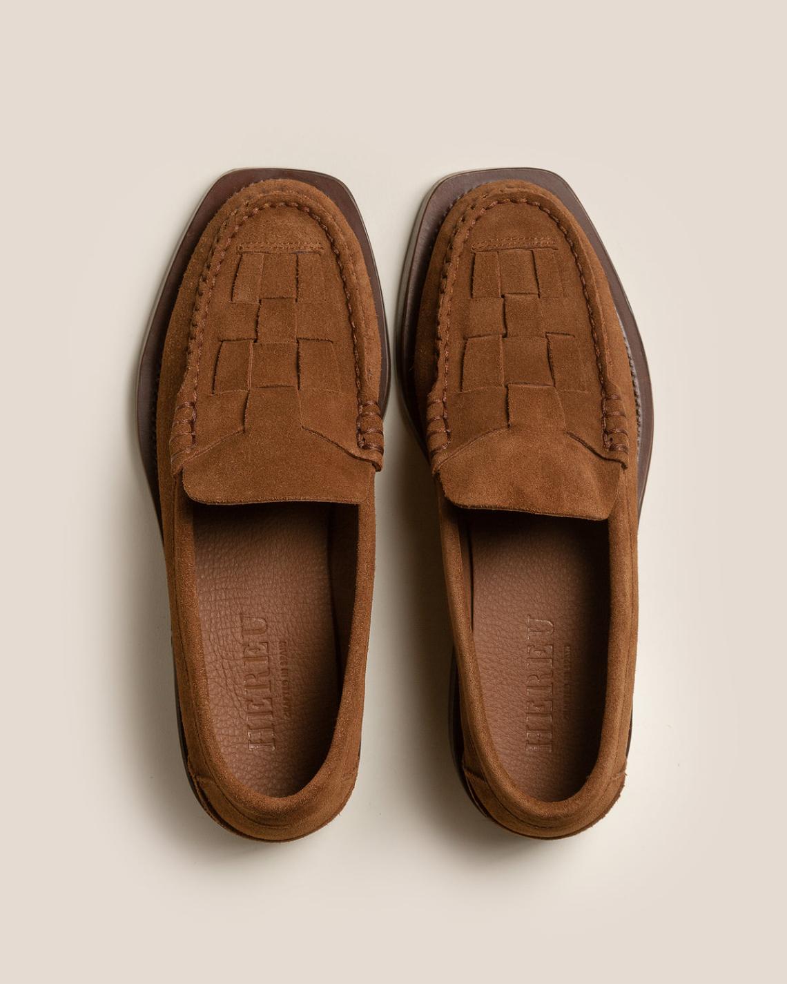 Hereu Loafers | NOMBELA SUEDE - Interwoven Detail Slip-on Loafer - Women