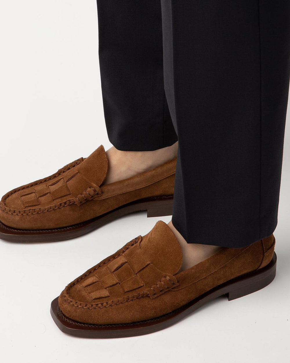 Hereu Loafers | NOMBELA SUEDE - Interwoven Detail Slip-on Loafer - Women
