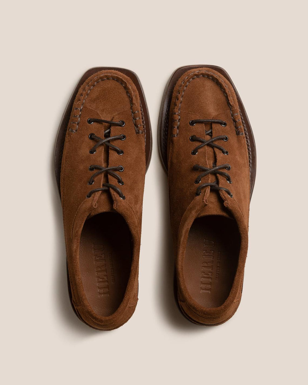 Hereu Loafers | PRIEGO SQUARED SUEDE - Lace Up Moccasin - Men