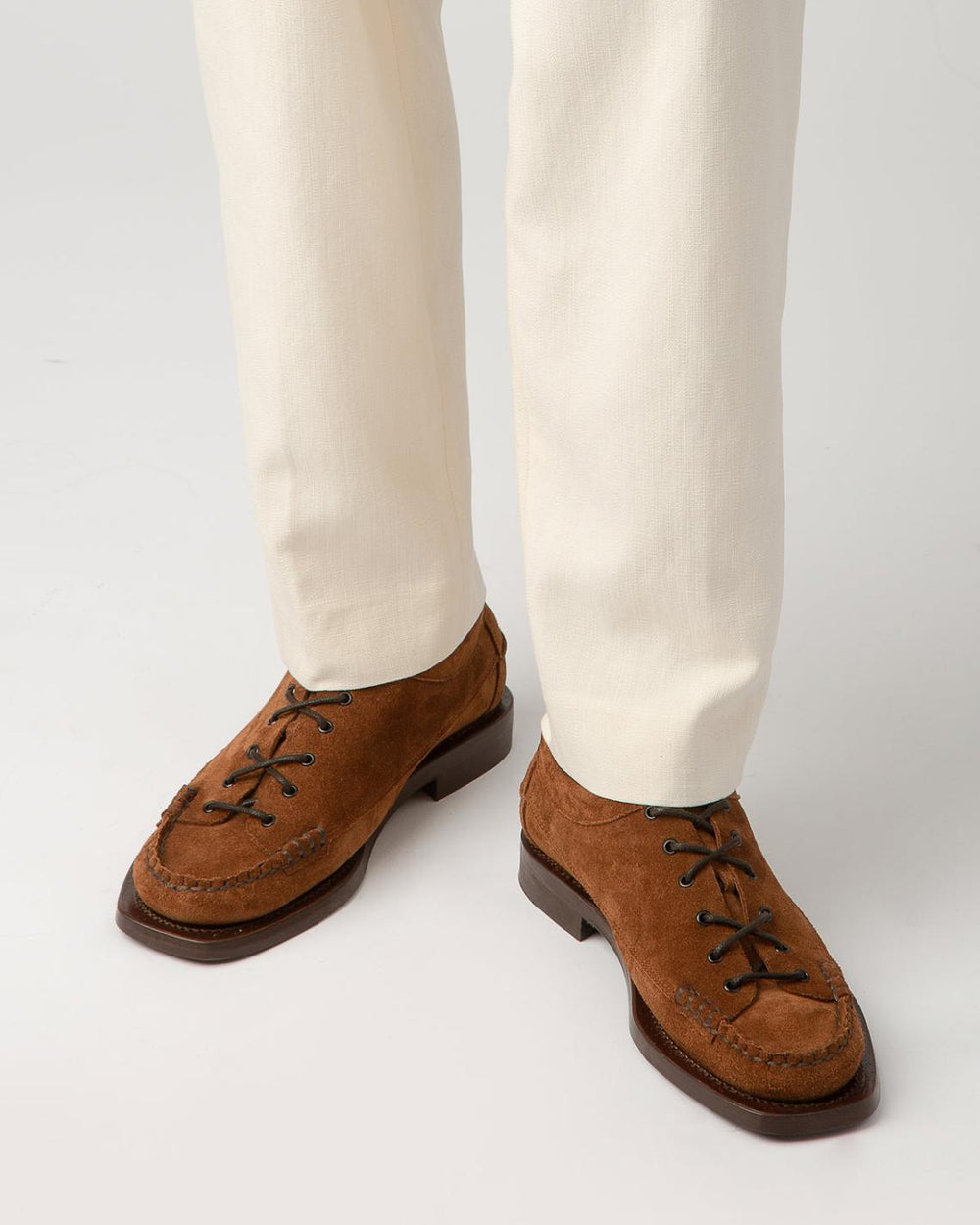 Hereu Loafers | PRIEGO SQUARED SUEDE - Lace Up Moccasin - Men