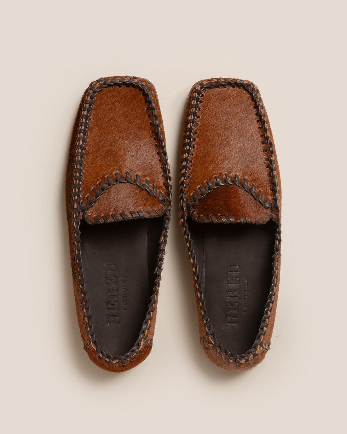 Hereu Loafers | SOLLERIC CALF HAIR - Braided Seams Pull-on Loafer - Women