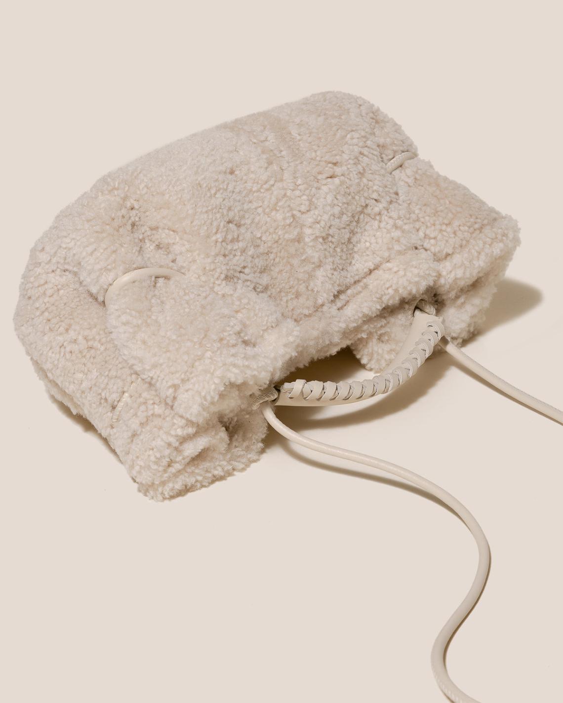 Hereu Mini Bags | ARTA MINI CURLY SHEARLING - Pleated Crossbody Bag - Women