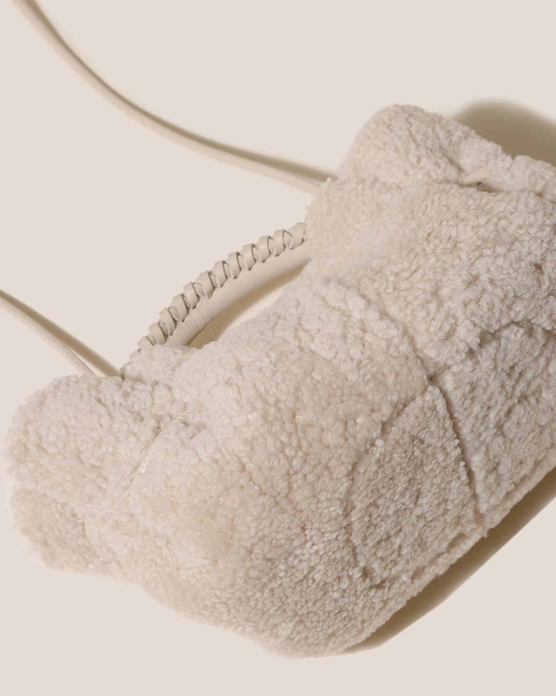 Hereu Mini Bags | ARTA MINI CURLY SHEARLING - Pleated Crossbody Bag - Women