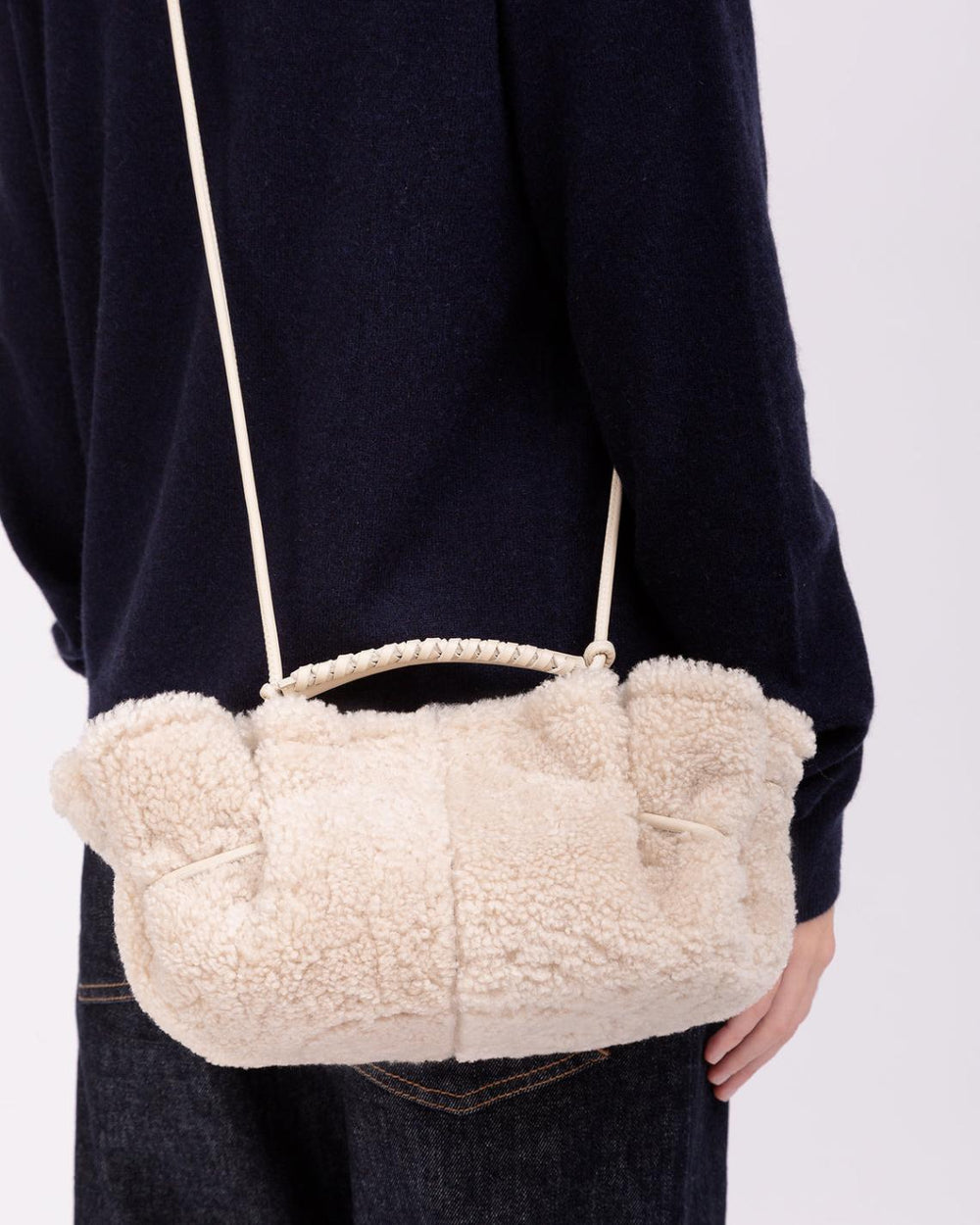 Hereu Mini Bags | ARTA MINI CURLY SHEARLING - Pleated Crossbody Bag - Women