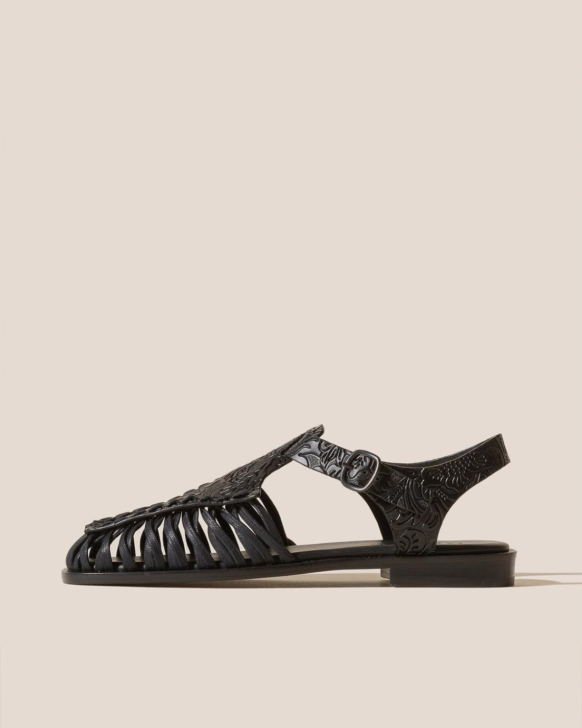 Hereu Sandals | ALARO EMBOSSED VEG-TAN - Square-Toe T-bar Sandal - Women