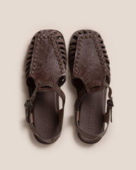 Hereu Sandals | ALARO EMBOSSED VEG-TAN - Square-Toe T-bar Sandal - Women