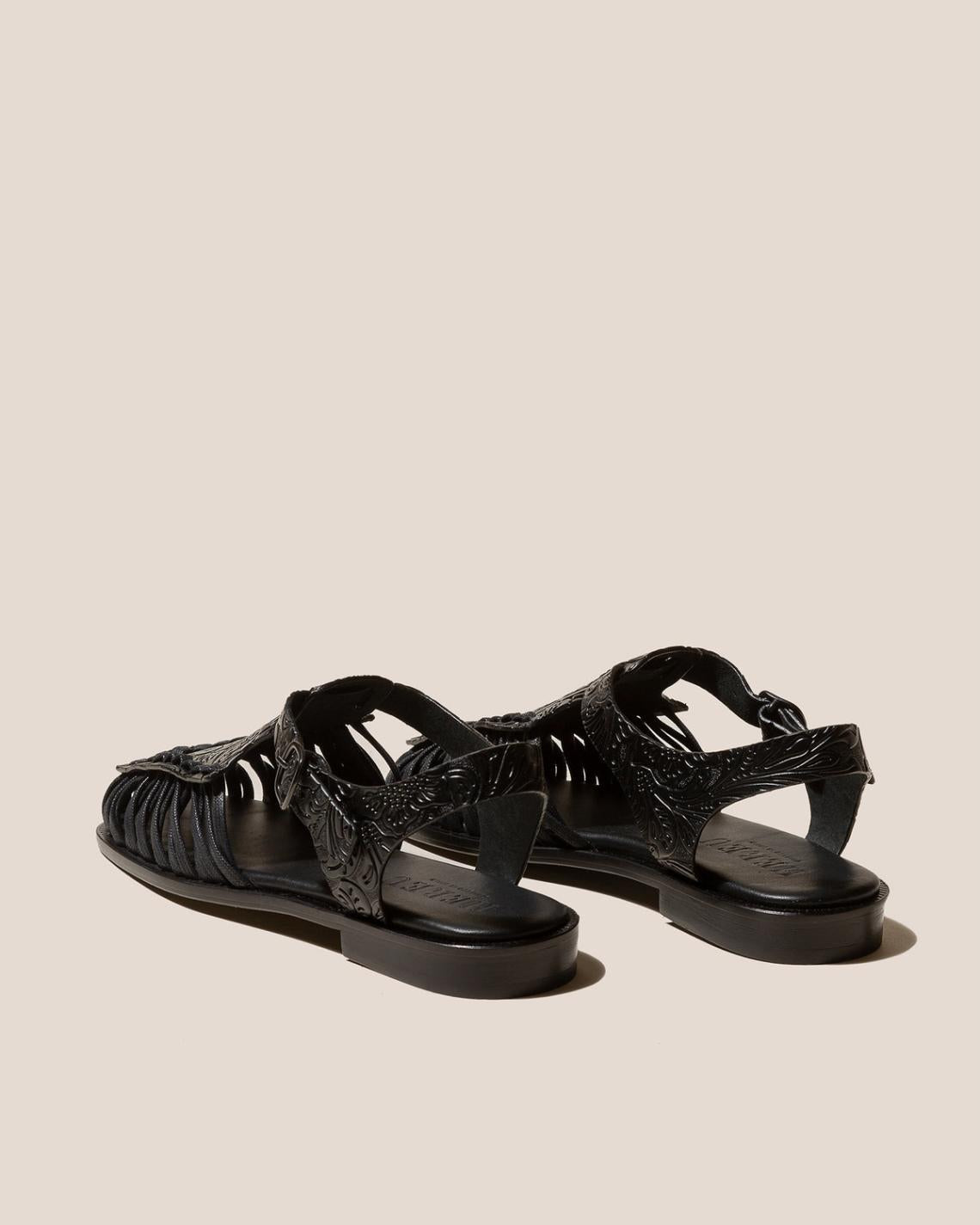 Hereu Sandals | ALARO EMBOSSED VEG-TAN - Square-Toe T-bar Sandal - Women