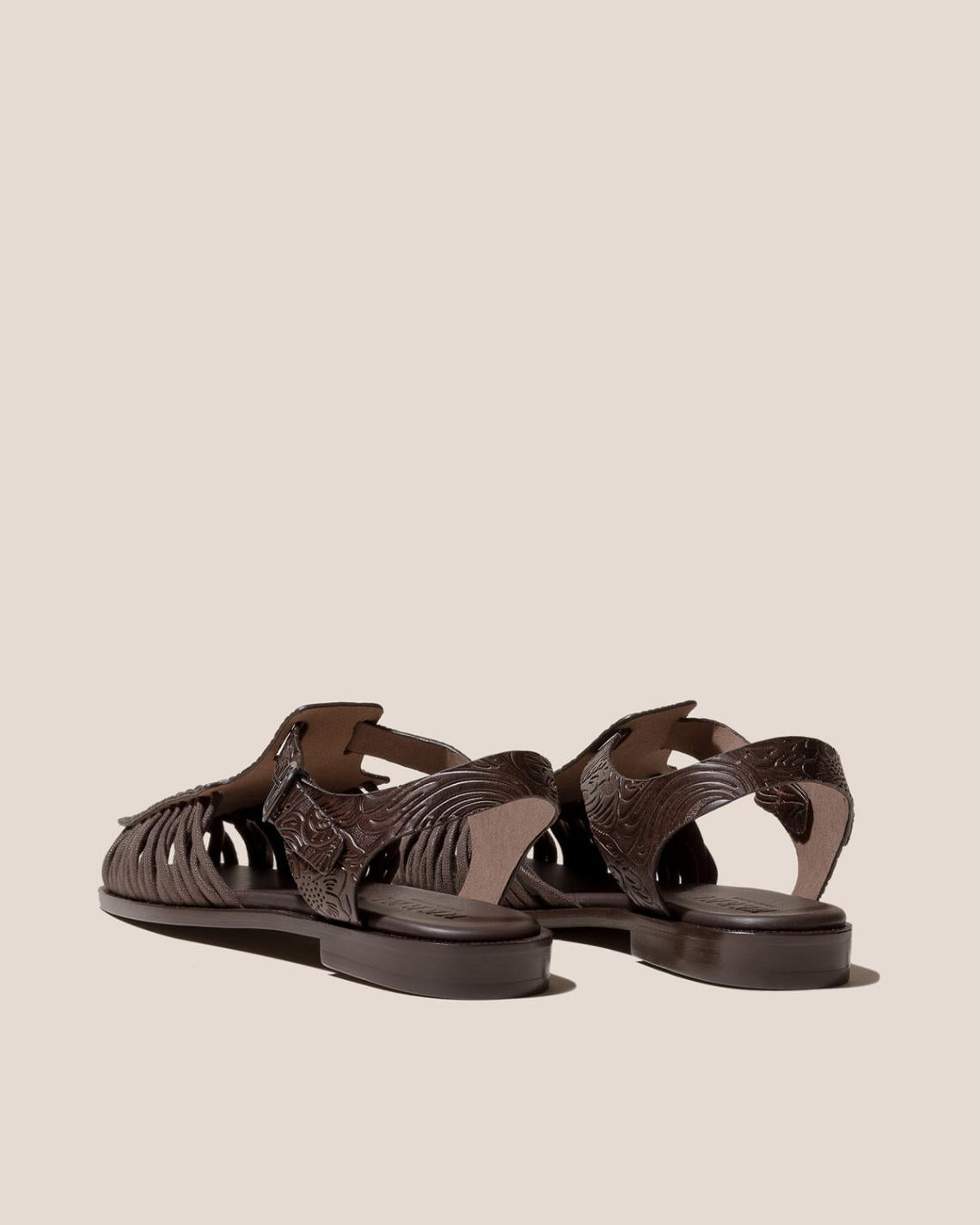 Hereu Sandals | ALARO EMBOSSED VEG-TAN - Square-Toe T-bar Sandal - Women
