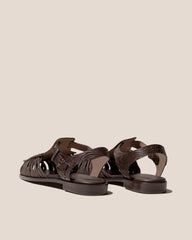Hereu Sandals | ALARO EMBOSSED VEG-TAN - Square-Toe T-bar Sandal - Women
