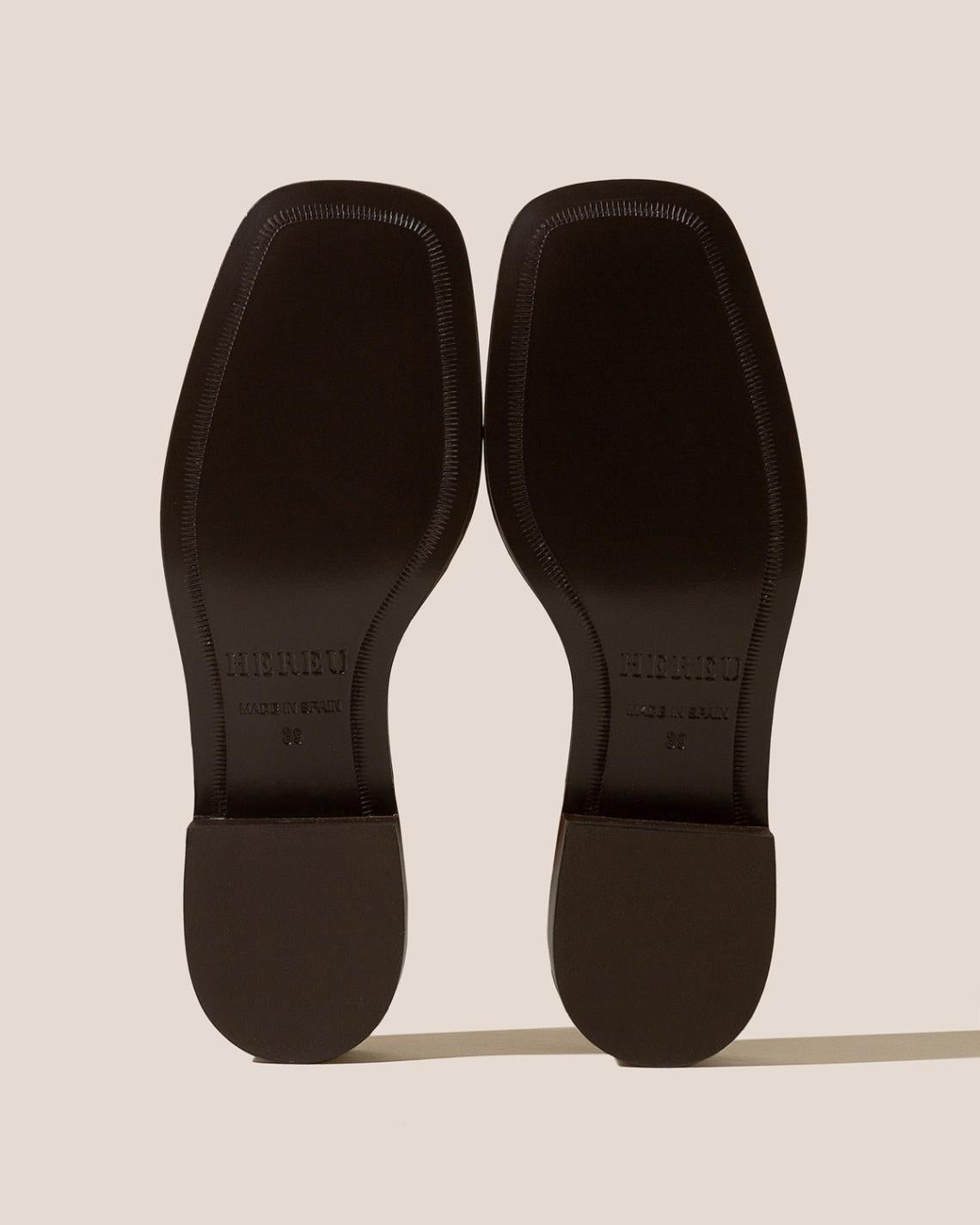 Hereu Sandals | ALARO EMBOSSED VEG-TAN - Square-Toe T-bar Sandal - Women