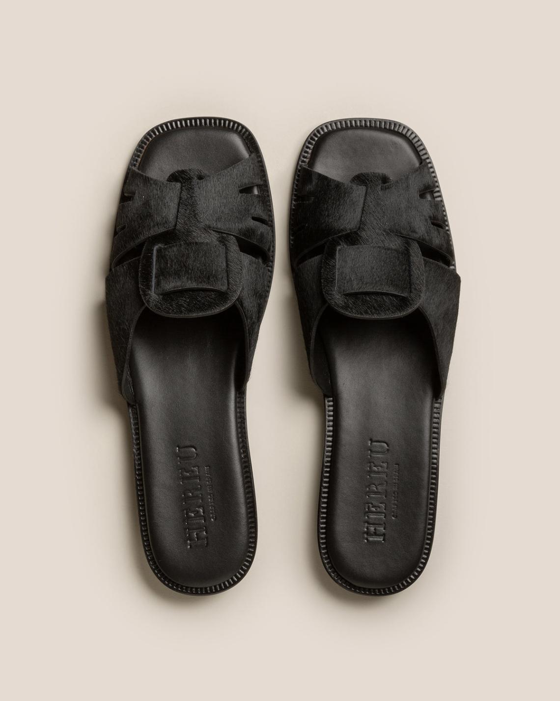 Hereu Sandals | ANCORA SQUARED SLIDE SHORT CALF HAIR - Fisherman Slide - Women