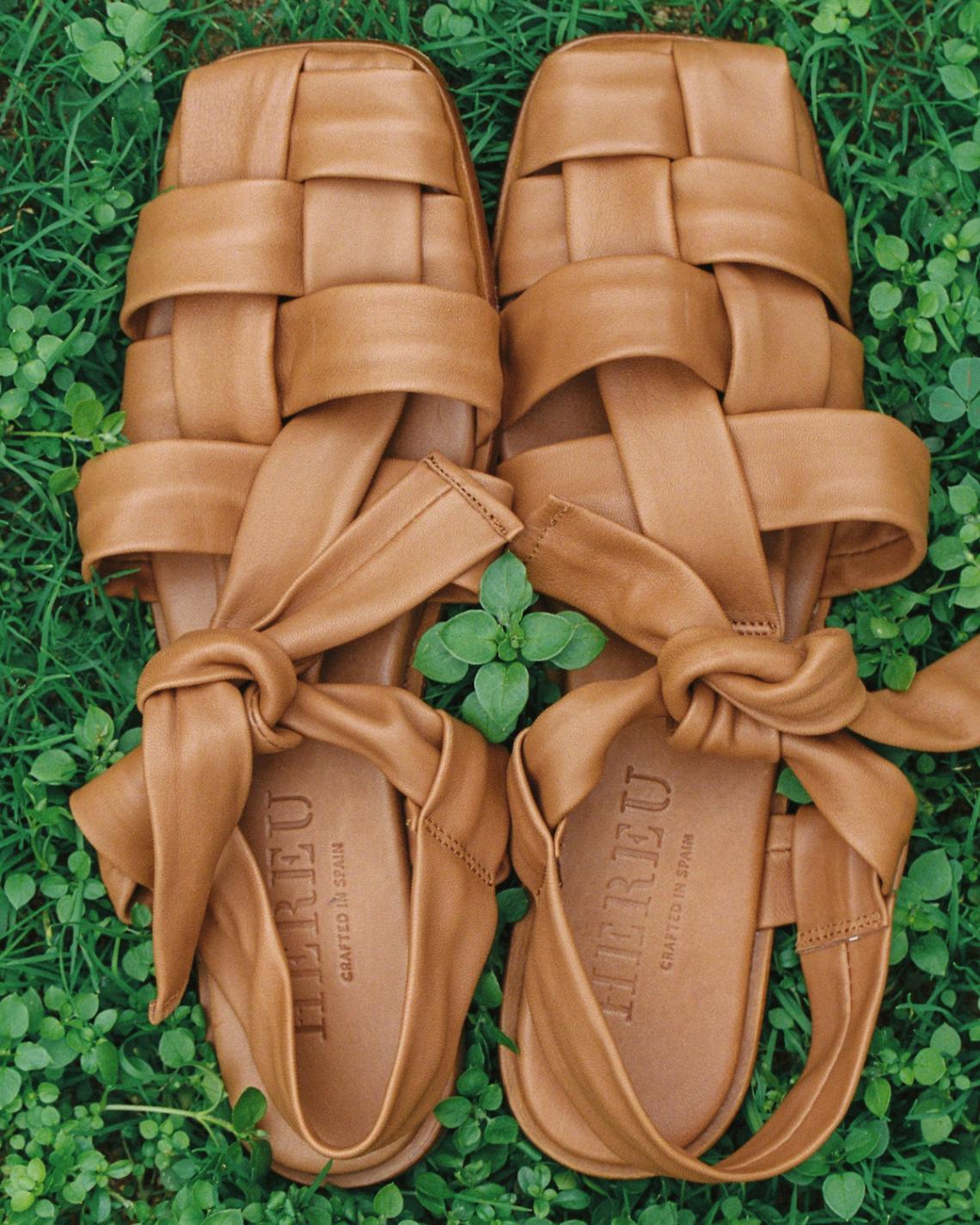 Hereu Sandals | BENA - Interwoven Knotted T-bar Sandal - Women