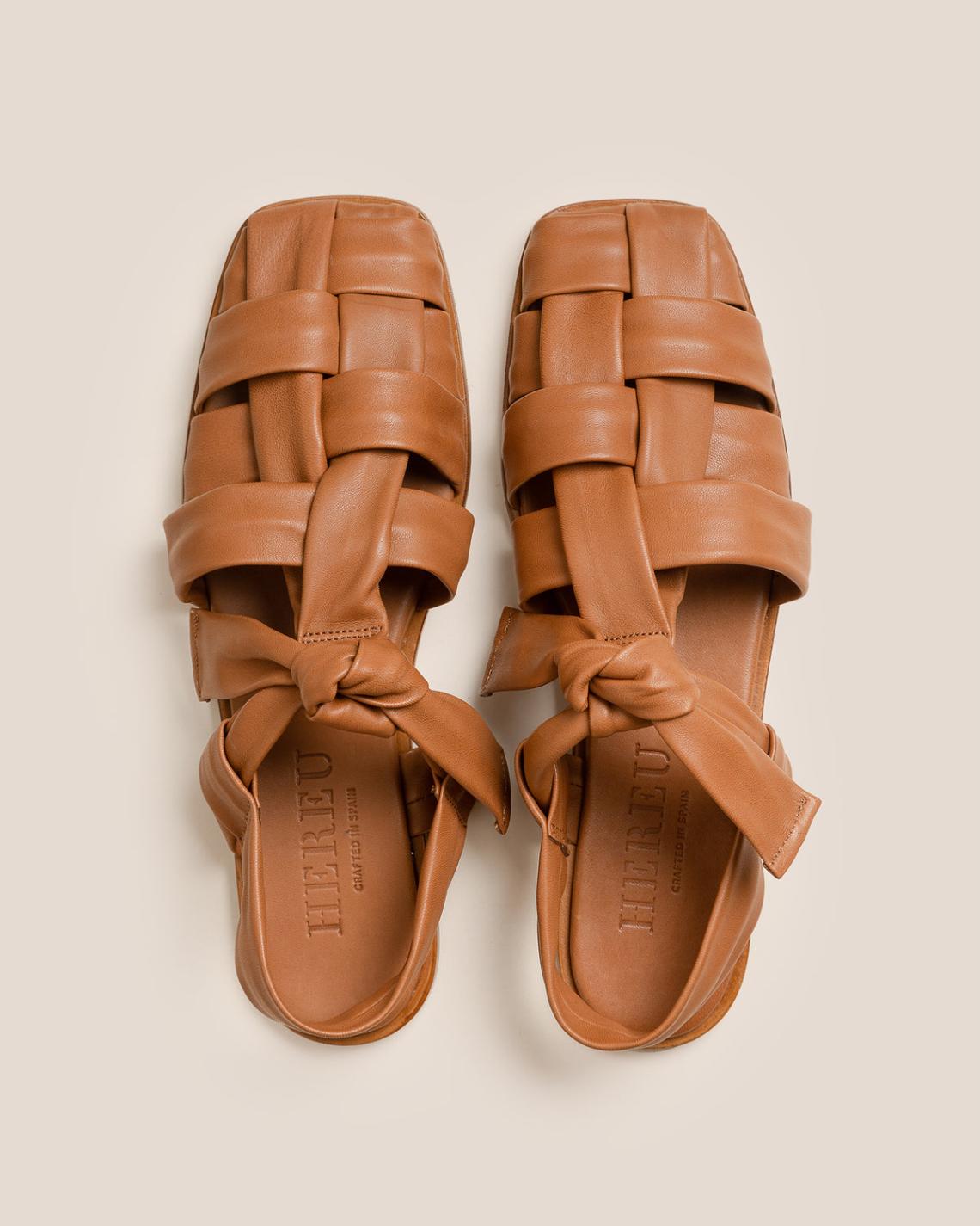 Hereu Sandals | BENA - Interwoven Knotted T-bar Sandal - Women