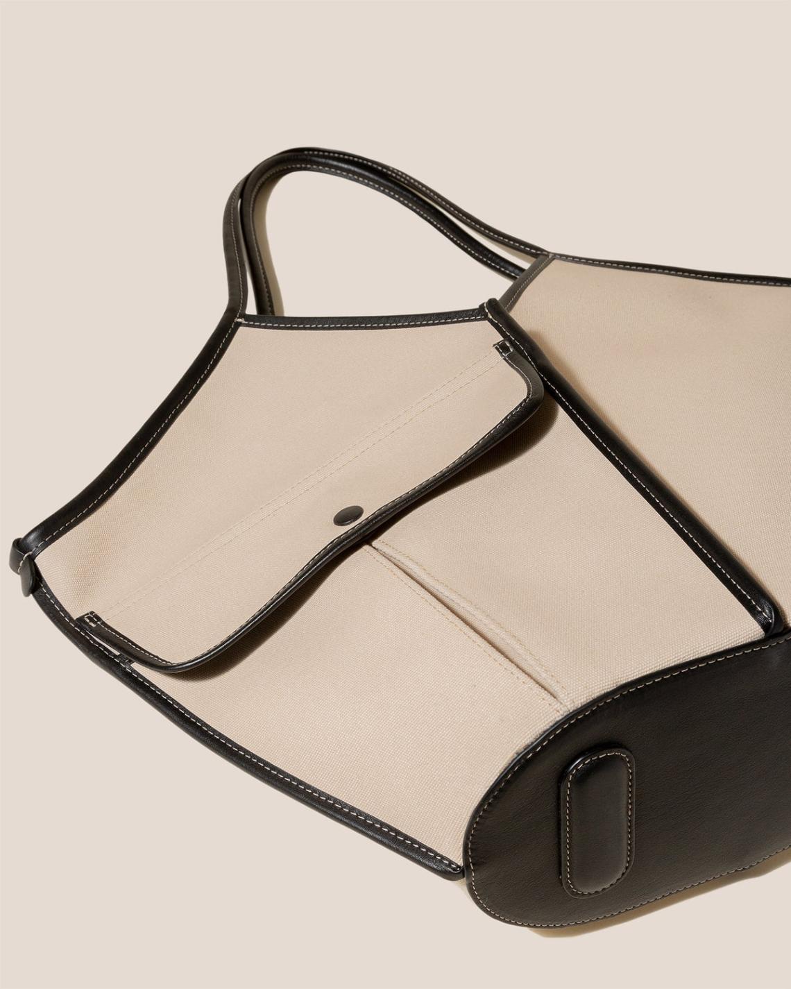 Hereu Shoulder Bags | DUNA - Leather-trimmed Organic Cotton Tote Bag - Women/Men