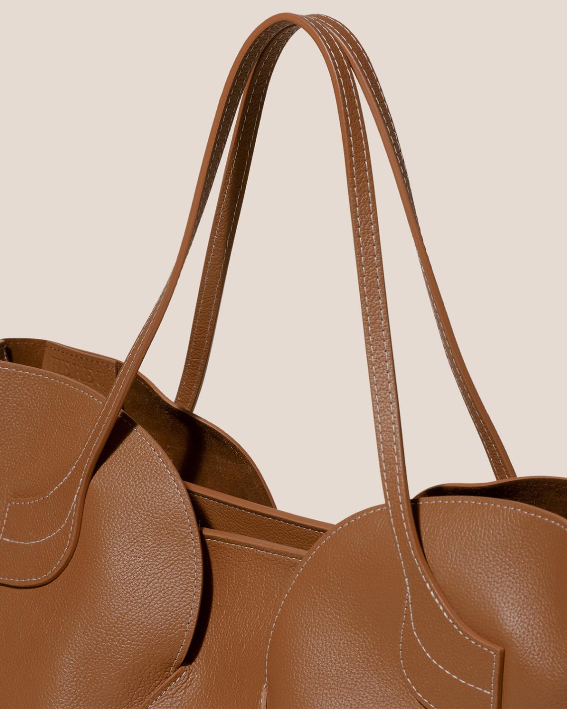 Hereu Shoulder Bags | SEPAL L GRAINY - Large Tulip Shape Zipped Tote Bag - Women