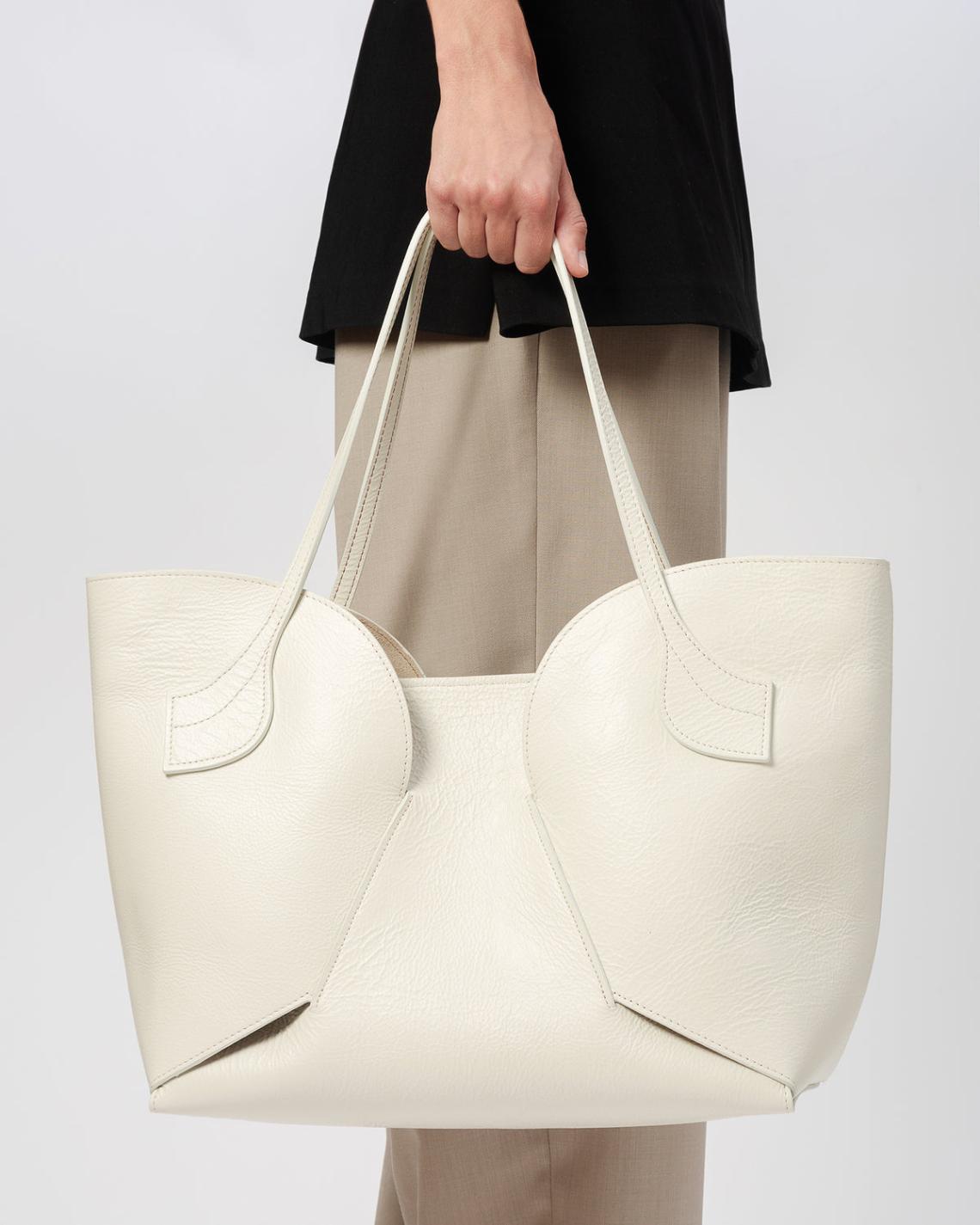 Hereu Shoulder Bags | SEPAL L GRAINY - Large Tulip Shape Zipped Tote Bag - Women